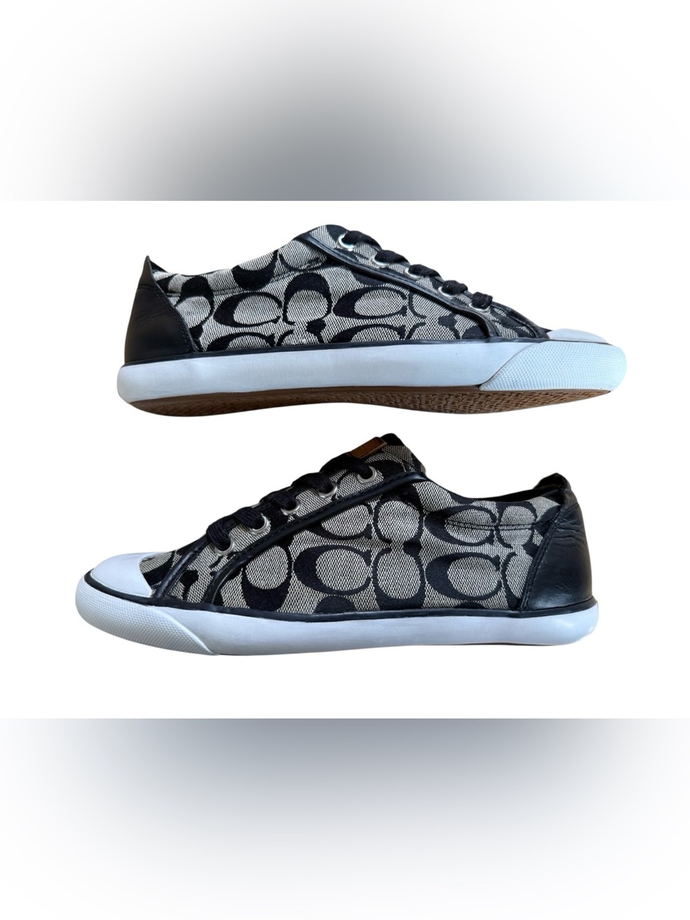 Coach Barrett Signature C Canvas Sneakers Black Gray Womens Size 8.5 - Picture 12 of 16